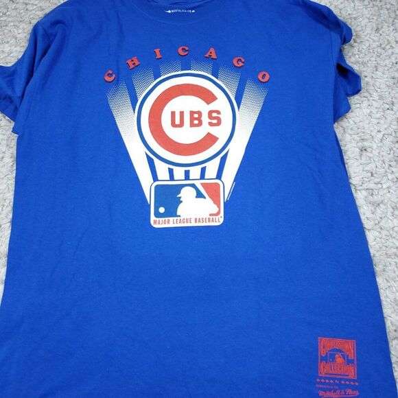 Chicago Cubs Mitchell & Ness Cooperstown Collection Blue Graphic Logo T-Shirt XL - Picture 5 of 7